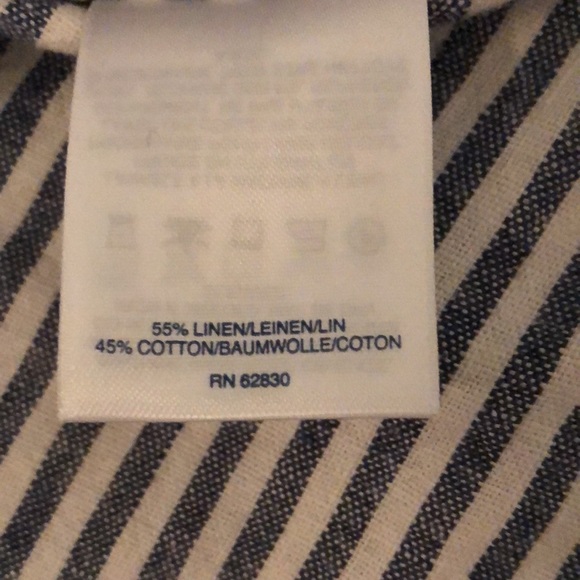 Super flattering, easy, navy stripe linen blend short sleeve dress by Lands End - Picture 12 of 16